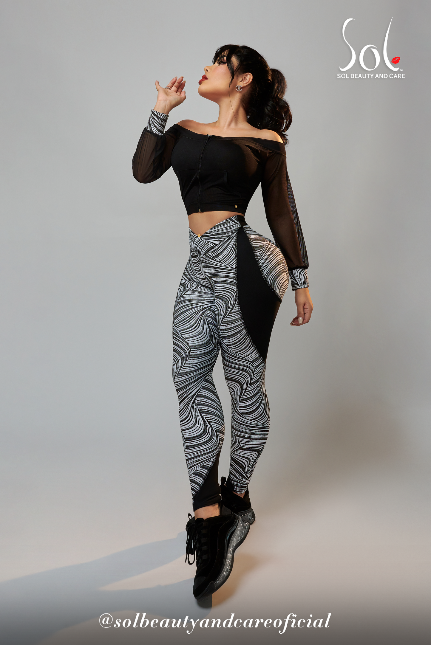 Set Anticelulítico con Scrunch Camila - Blanco/Negro