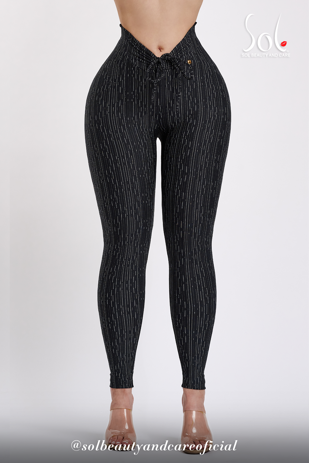Leggings Anticelulíticos con Scrunch Stripes - Negro