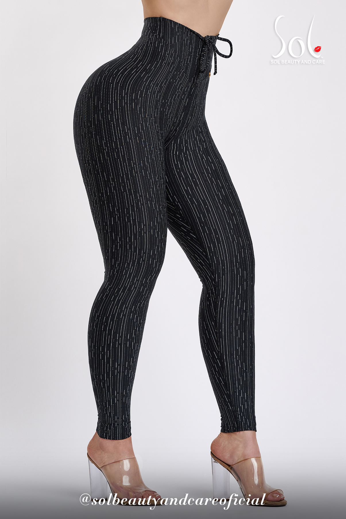 Leggings Anticelulíticos con Scrunch Stripes - Negro