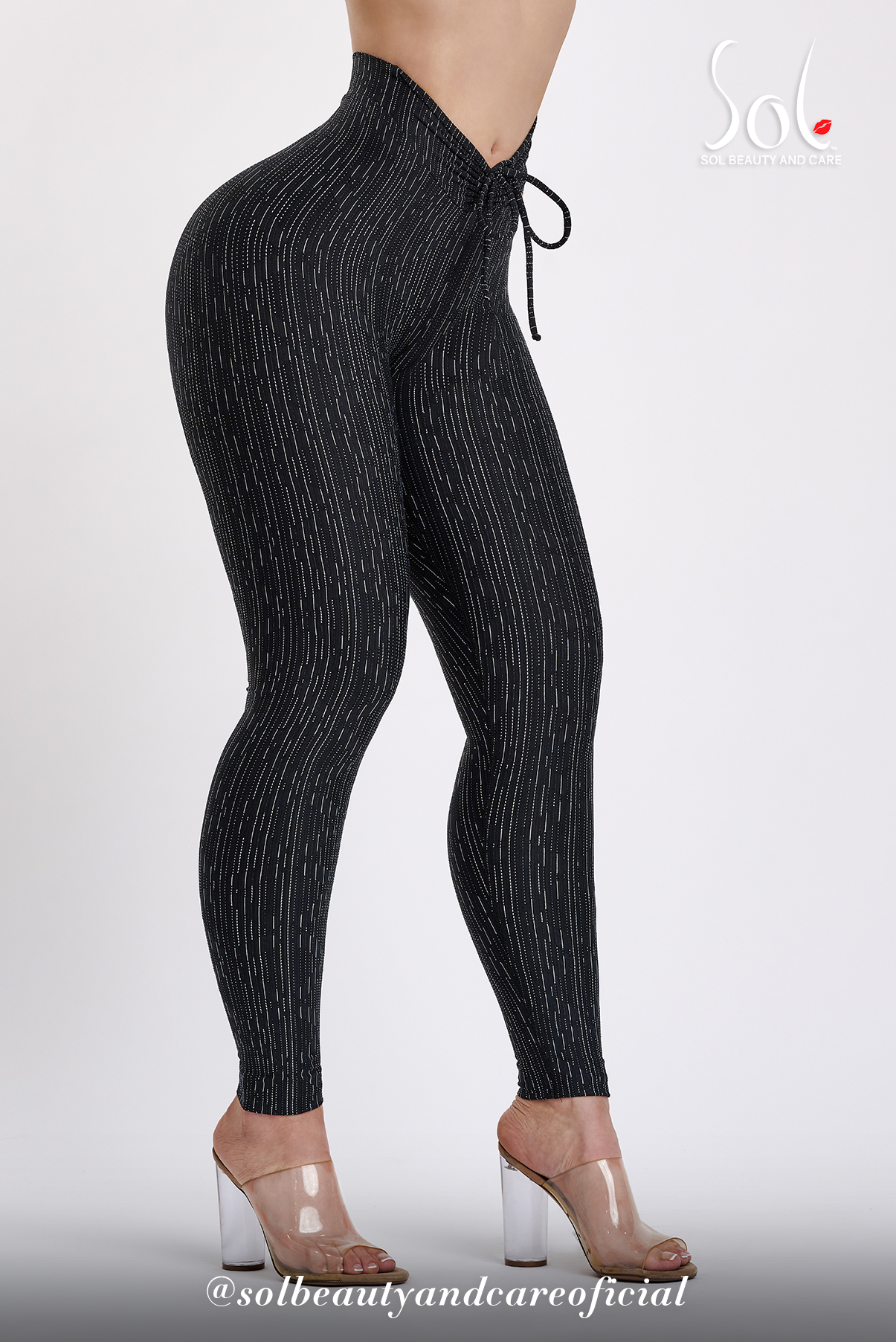 Leggings Anticelulíticos con Scrunch Stripes - Negro