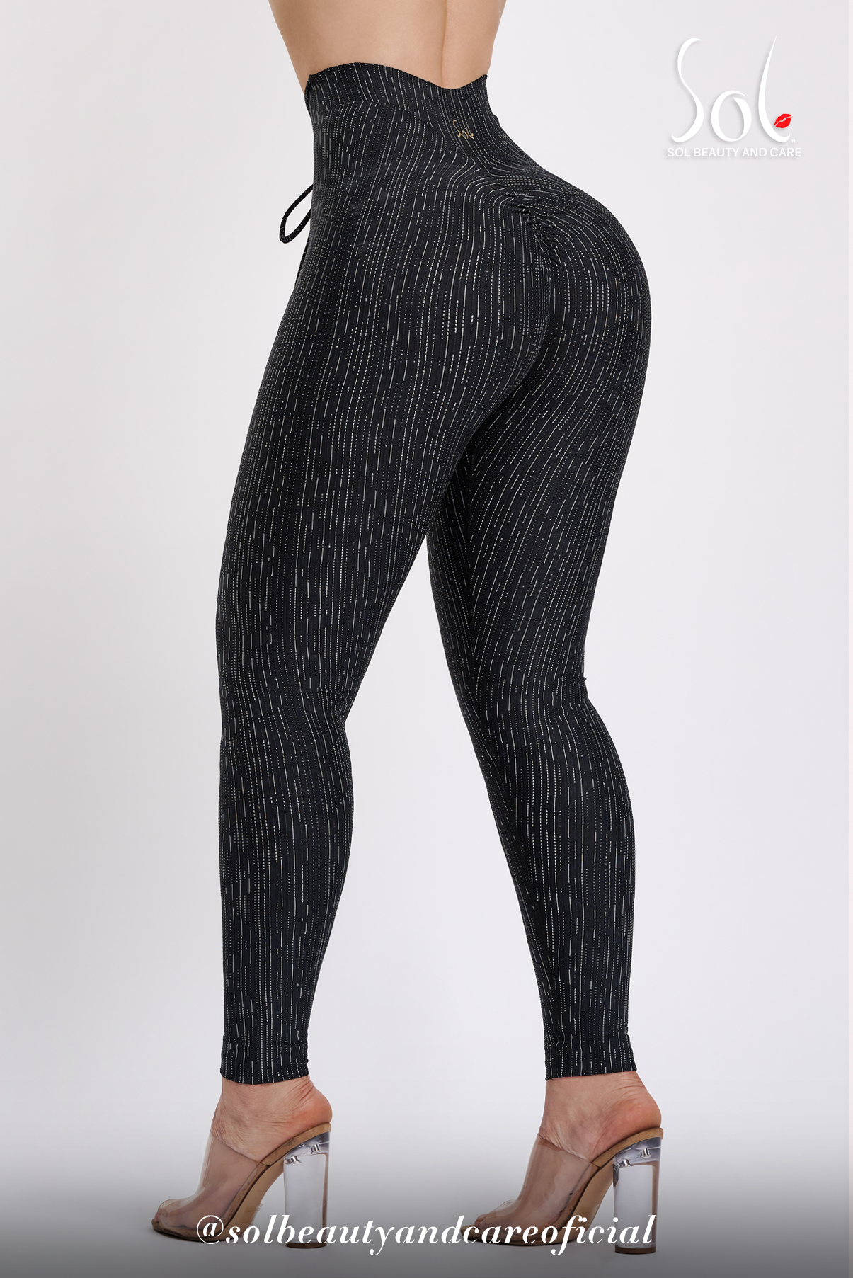 Leggings Anticelulíticos con Scrunch Stripes - Negro
