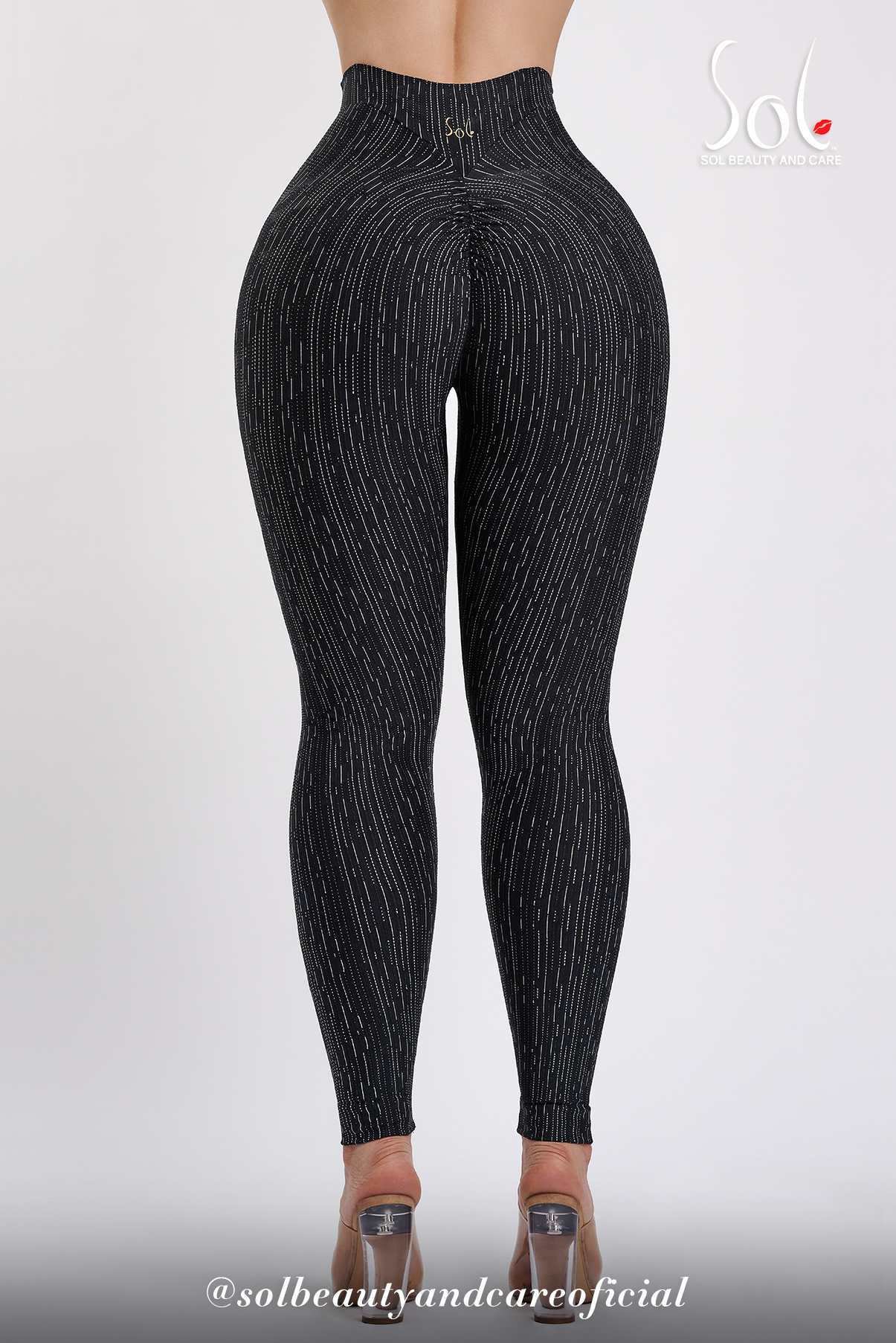 Leggings Anticelulíticos con Scrunch Stripes - Negro
