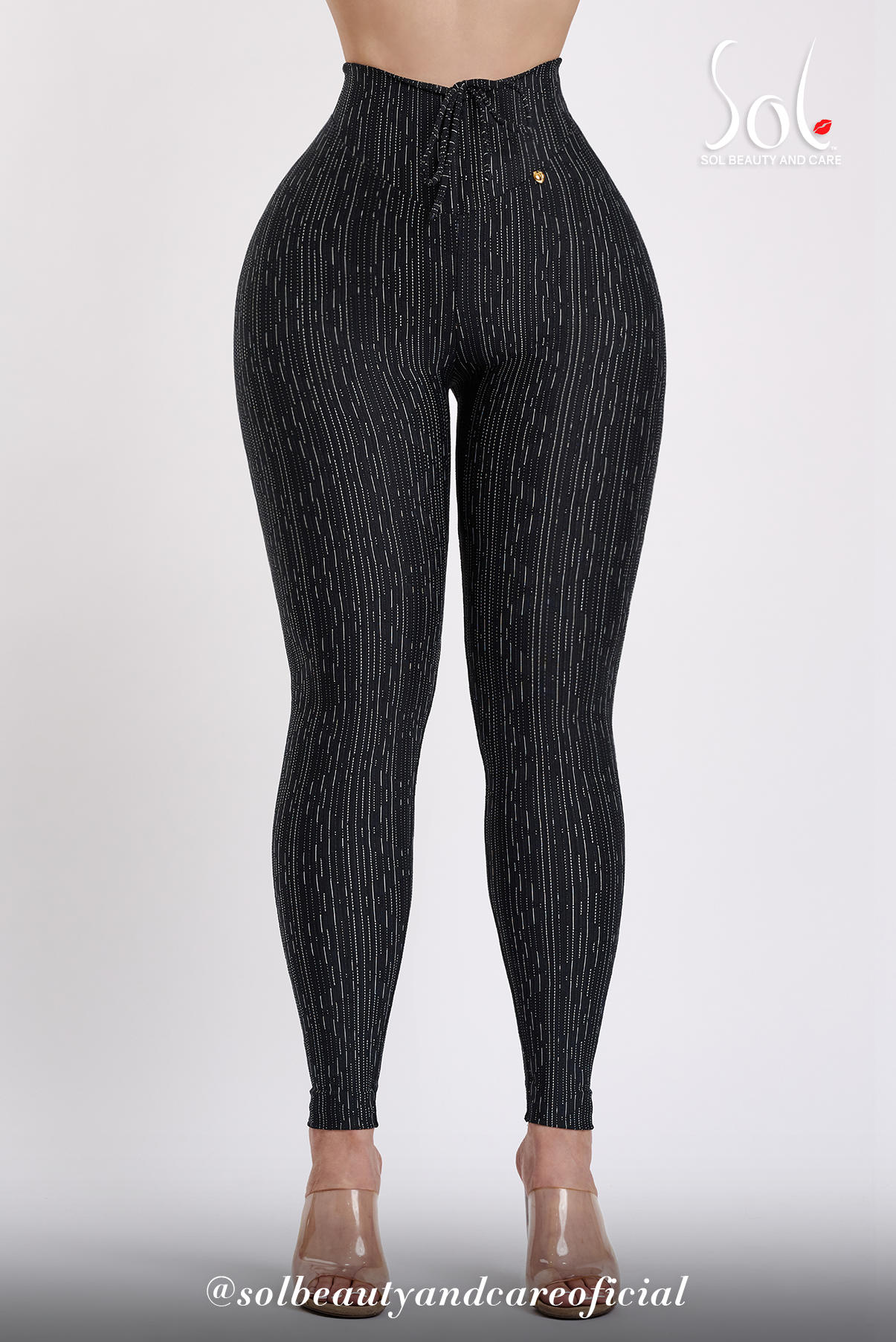 Leggings Anticelulíticos con Scrunch Stripes - Negro