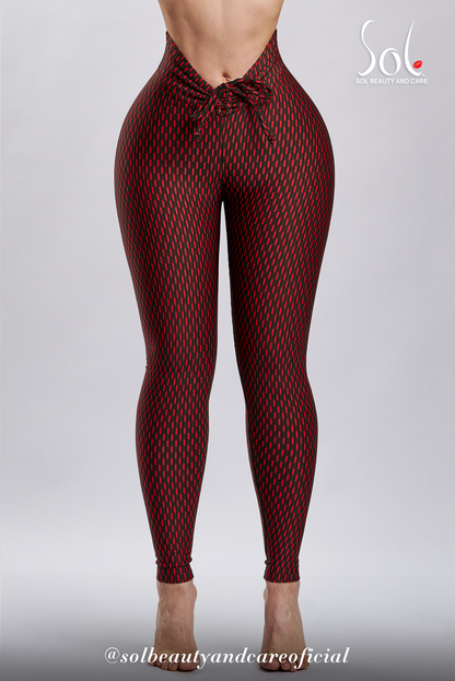 Leggings Anticelulíticos con Scrunch Milán - Rojo